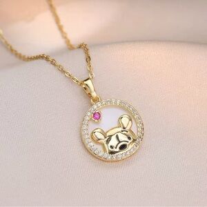 14K Gold Disney Winnie The Pooh “Peek A Boo Pooh” Necklace With Diamond Accent